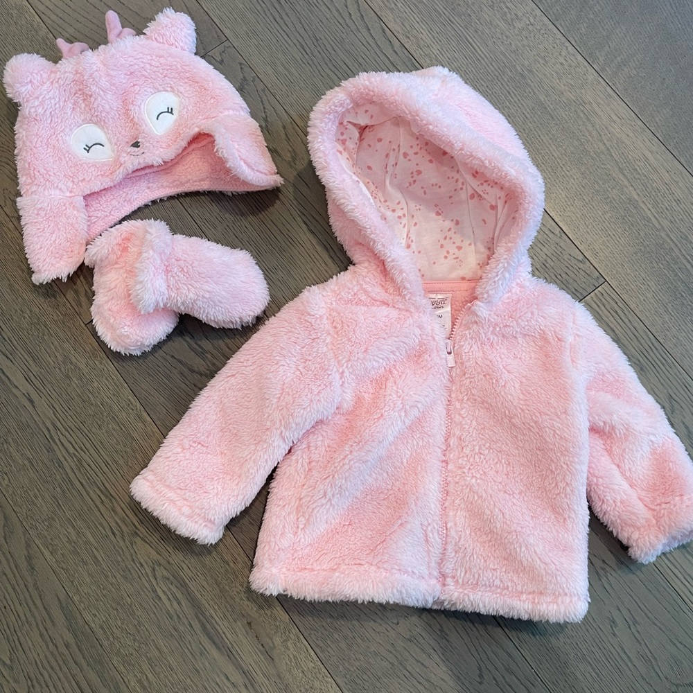Just one you by Carters pink fur coat set